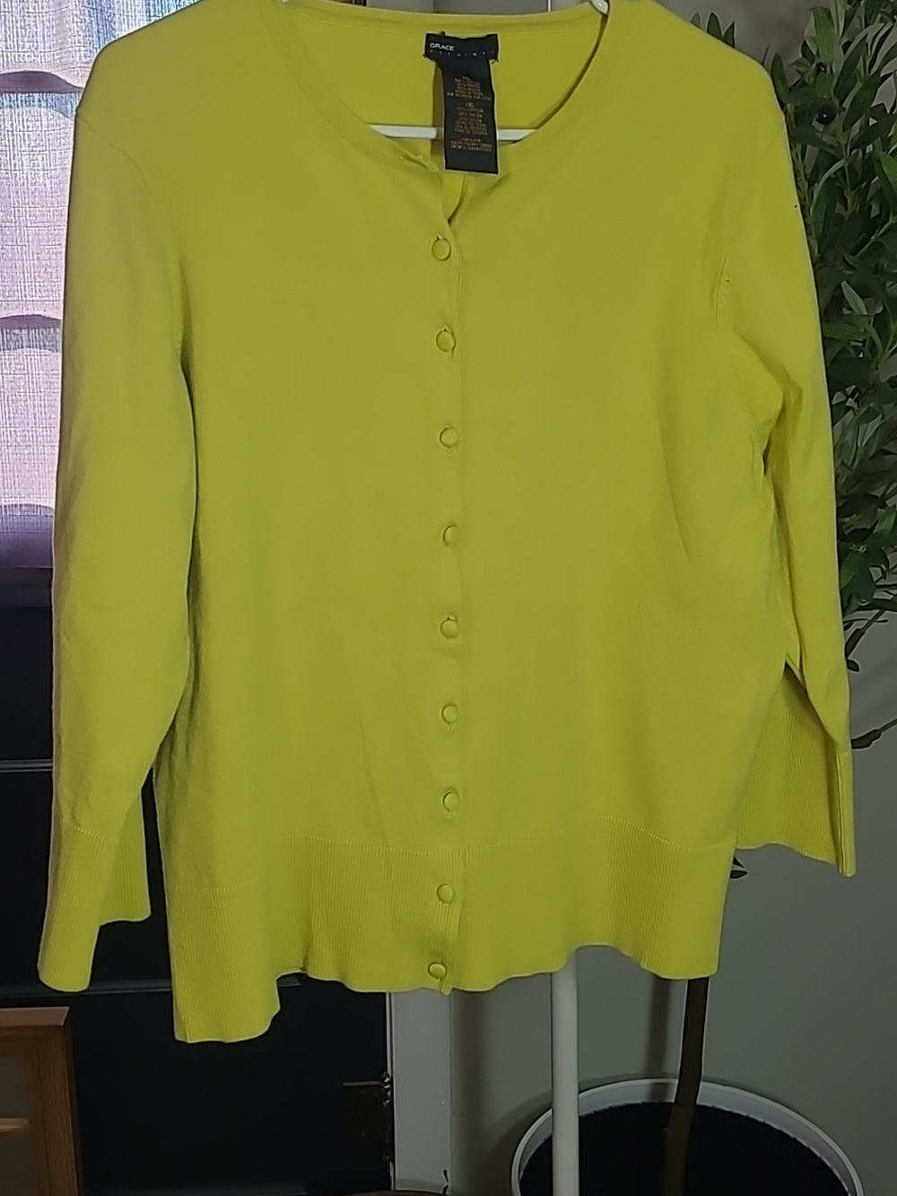 Grace Elements Line Colored Button Down Sweater Cardigan Size XXL 3/4 Sleeves